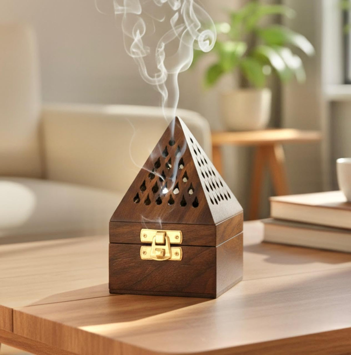 Bakhoor Burner-Wooden Pyramid Shape