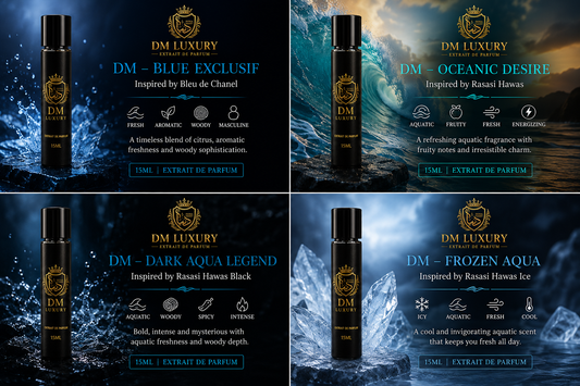 DM Luxury – Fresh & Aquatic Collection | 4 Bottle Sample Kit (15ML × 4)