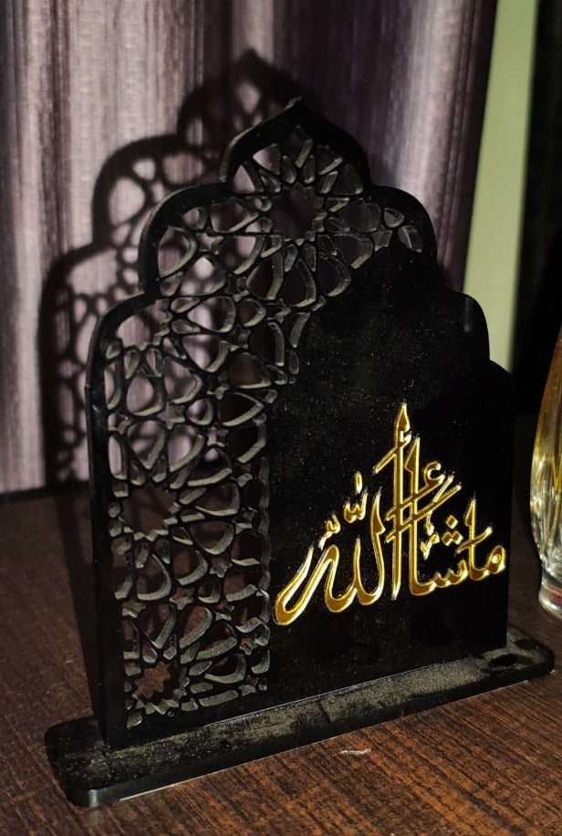 🌙 Islamic Car Dashboard Card Stand – “Ma Sha Allah”