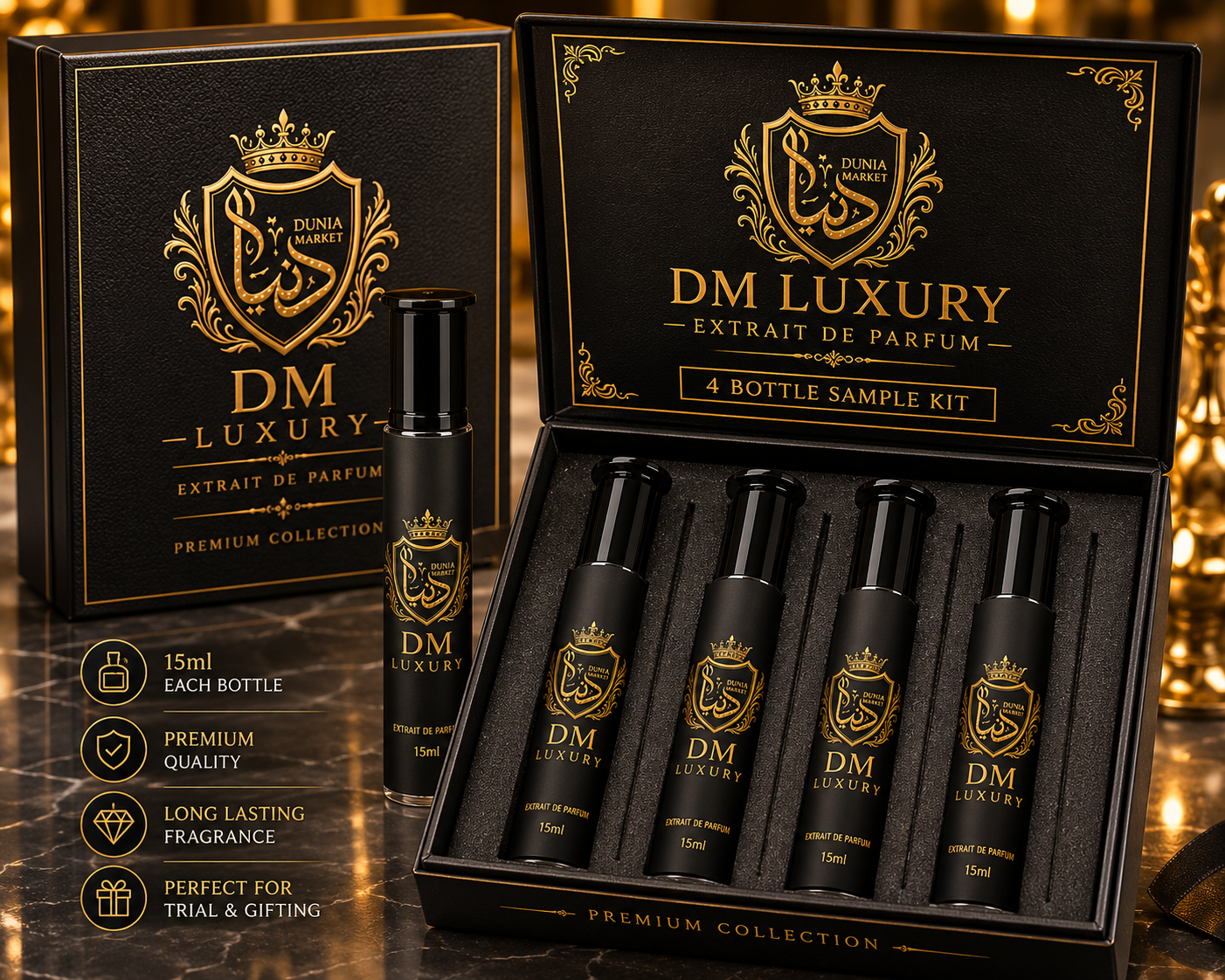 DM Luxury – 4 Bottle Sample Kit (15ML × 4)
