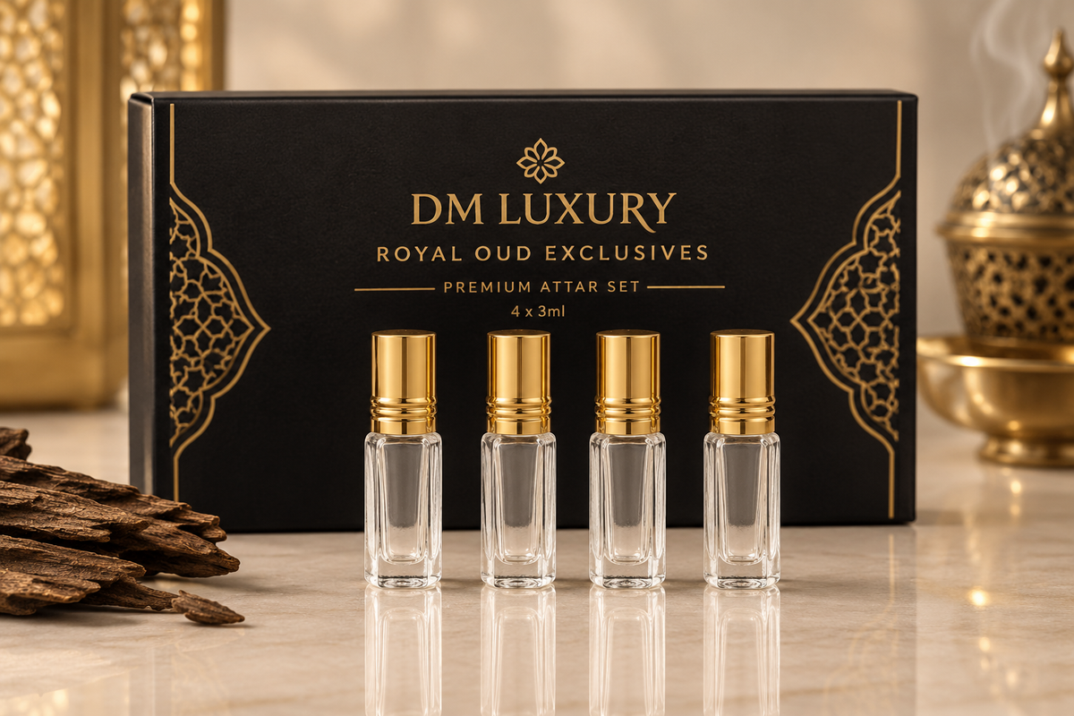 DM Luxury – Royal Oud Exclusives Combo | 4 × 3 ml Premium Attar Set