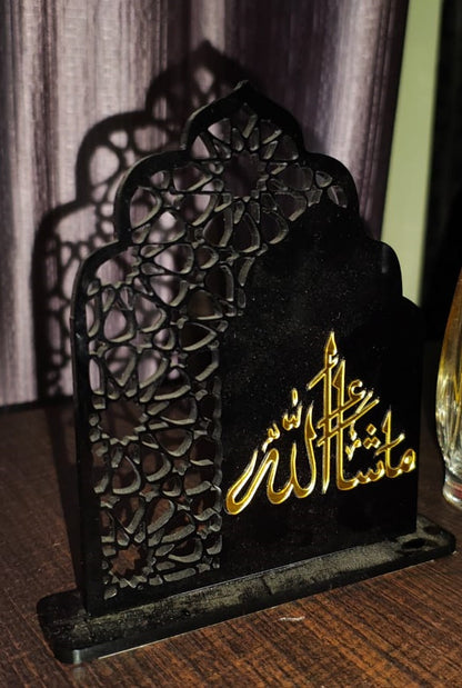 🌙 Islamic Car Dashboard Card Stand – “Ma Sha Allah”